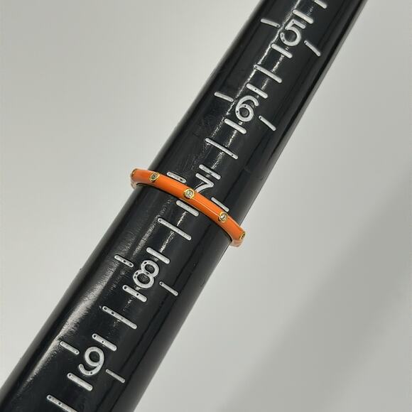 Orange and rhinestone gold stackable ring size 7 - Picture 4 of 4